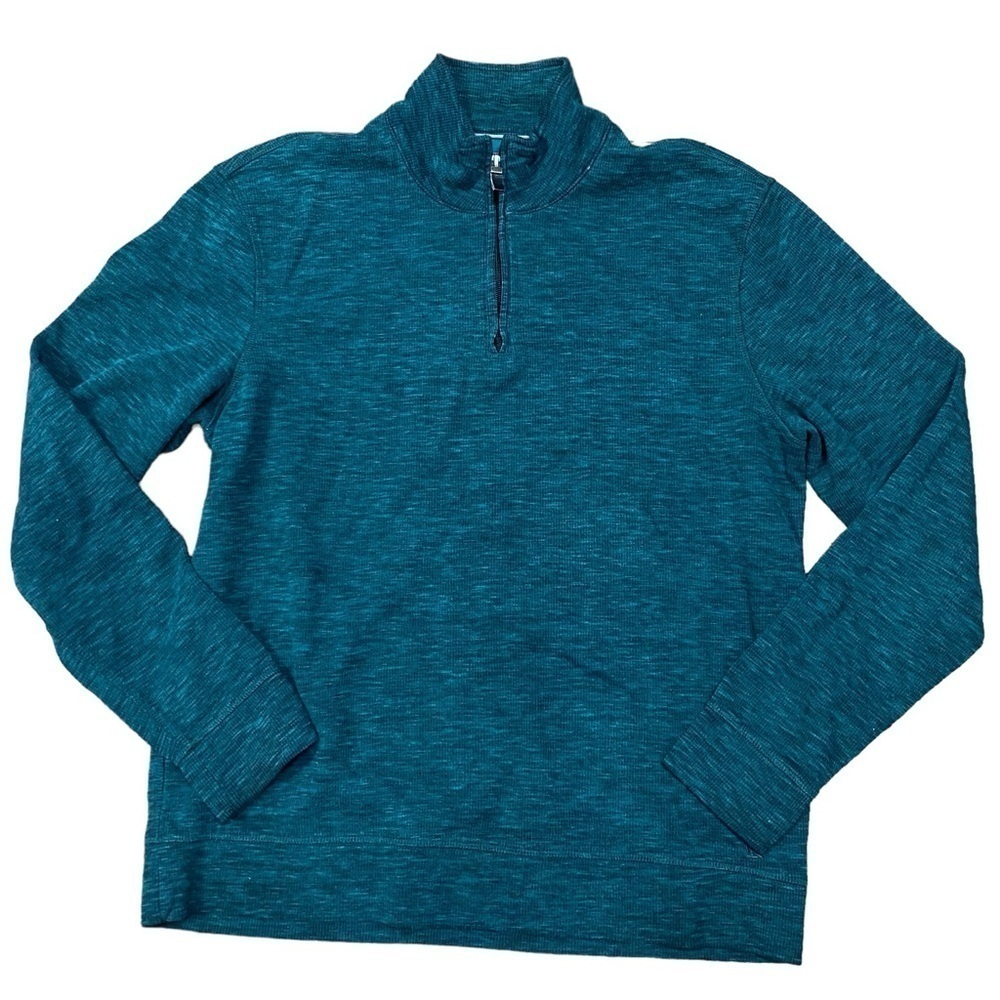 Ike by Ike Behar Blue Green Quarter Zip Pullover Top Size Large
